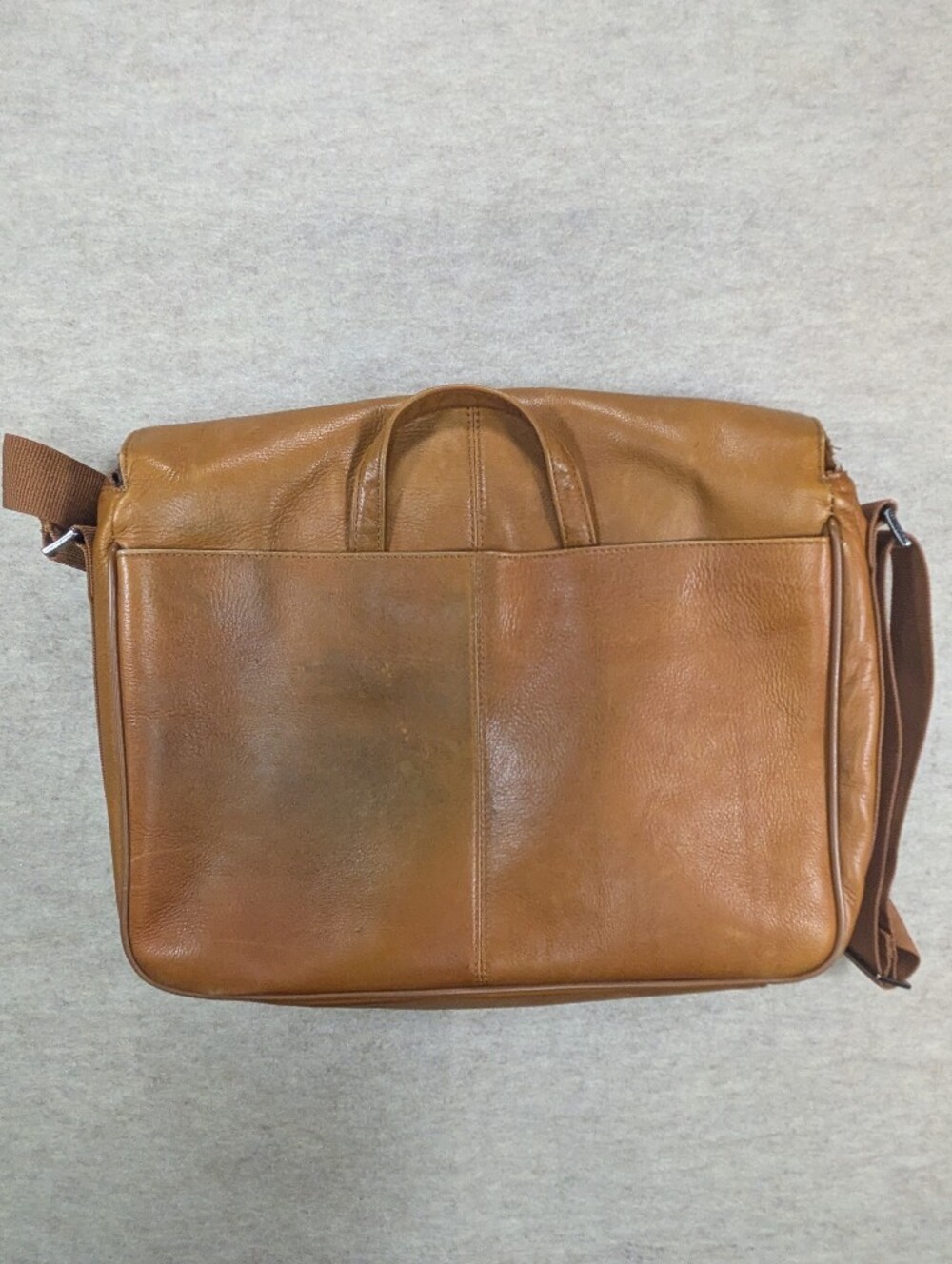 Kenneth Cole Leather Messenger Bag Briefcase Natural Tan Crossbody Work Laptop - Picture 10 of 16